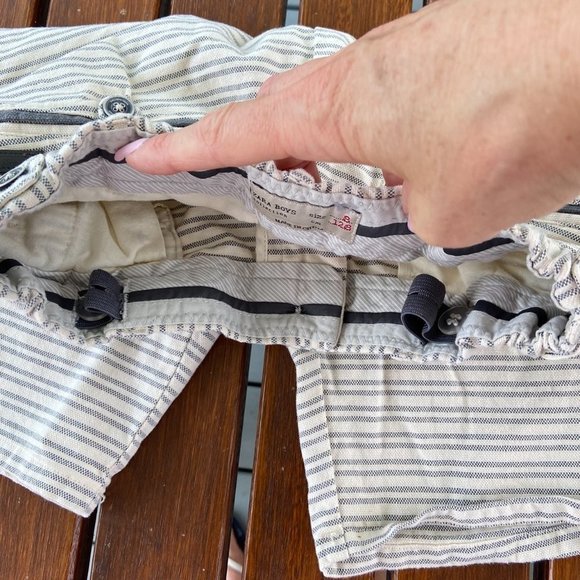🎀 3 for $25 Zara Boy's Collection Linen Blend Blue Striped Shorts in Size 8 EUC - Picture 4 of 11